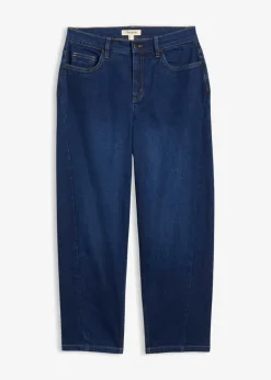 bonprix bonprix Vaqueros>Vaqueros barrel, mid waist, de algodón orgánico azul oscuro denim usado