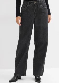 bonprix bonprix Vaqueros>Vaqueros barrel, mid waist denim gris oscuro usado