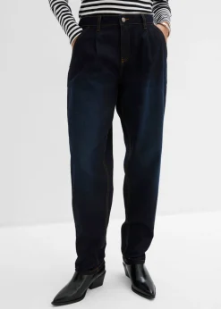 bonprix bonprix Vaqueros>Vaqueros barrel, mid waist, elástico Denim oscuro desgastado