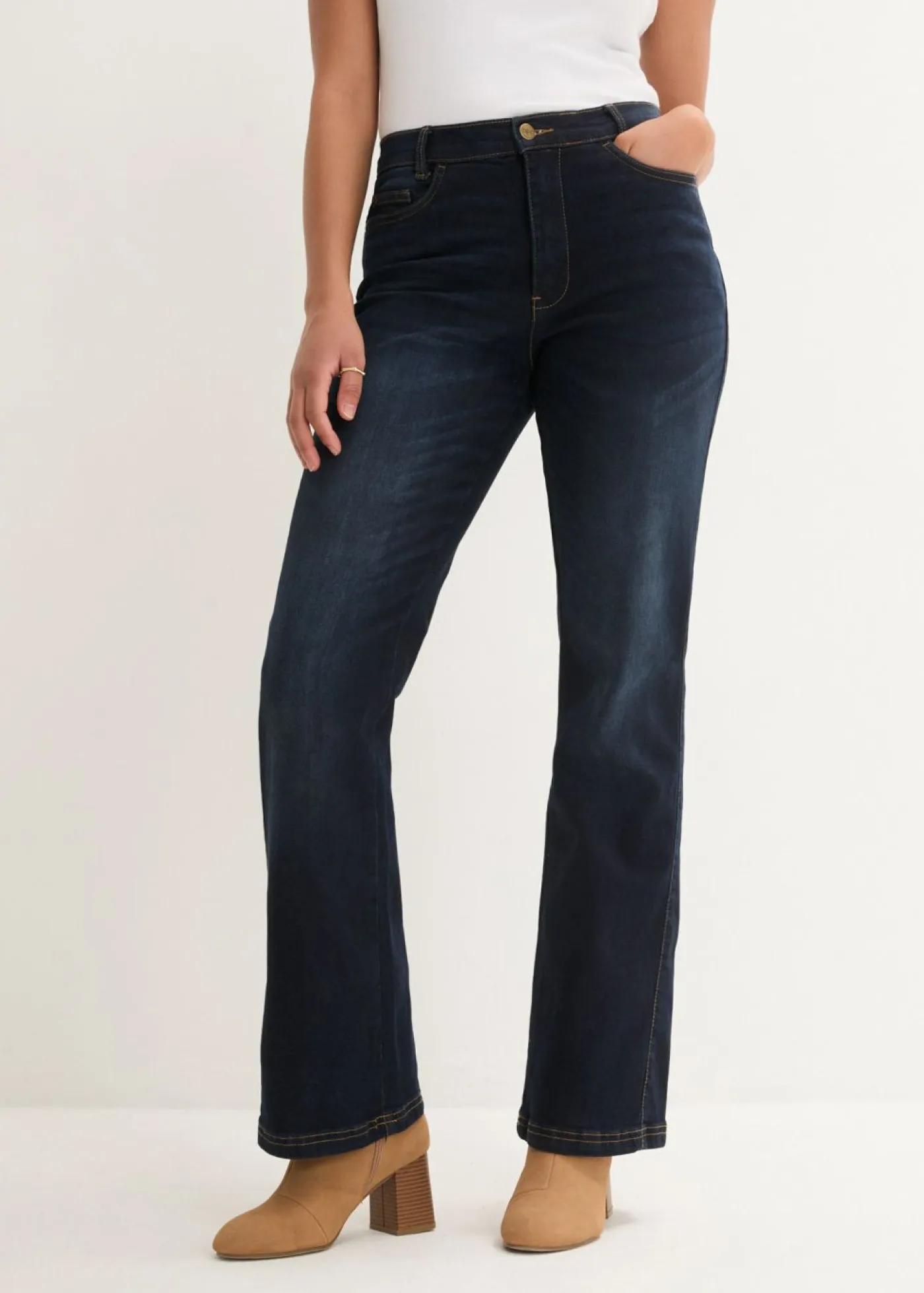 bonprix bonprix Vaqueros>Vaqueros bootcut, high waist, cintura cómoda Azul oscuro denim