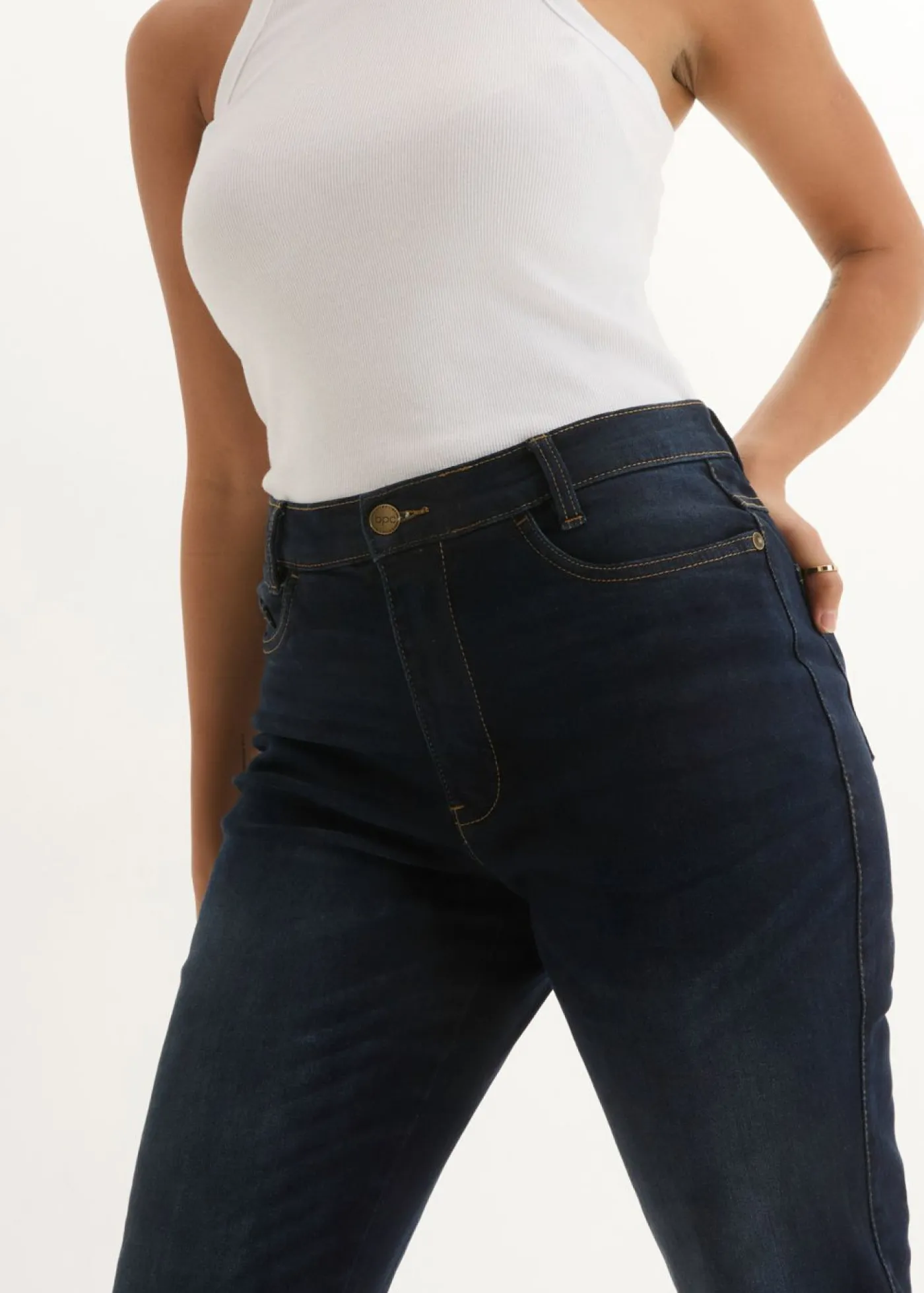 bonprix bonprix Vaqueros>Vaqueros bootcut, high waist, cintura cómoda Azul oscuro denim