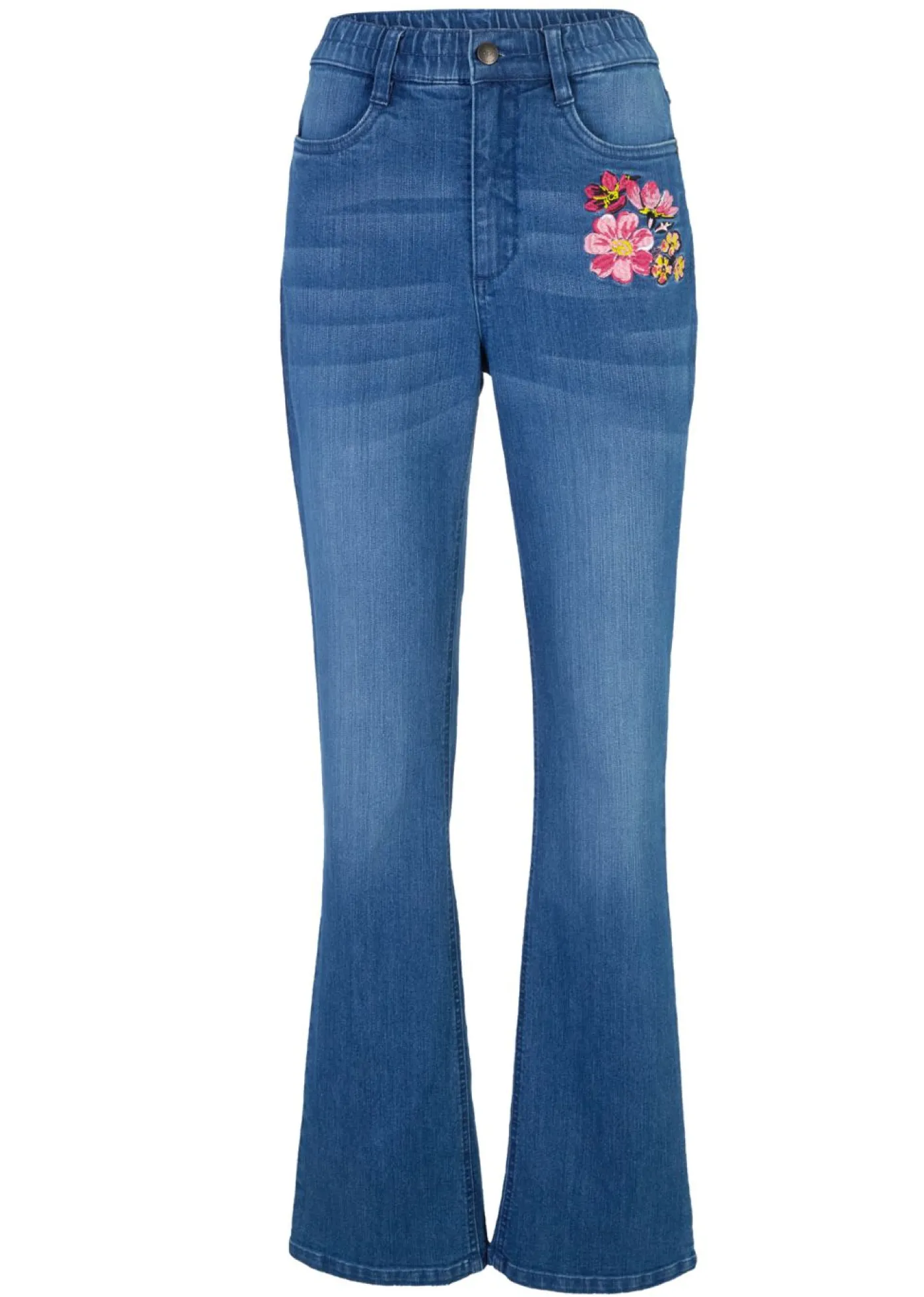 bonprix bonprix Vaqueros>Vaqueros bootcut, high waist, cintura cómoda Denim desgastado