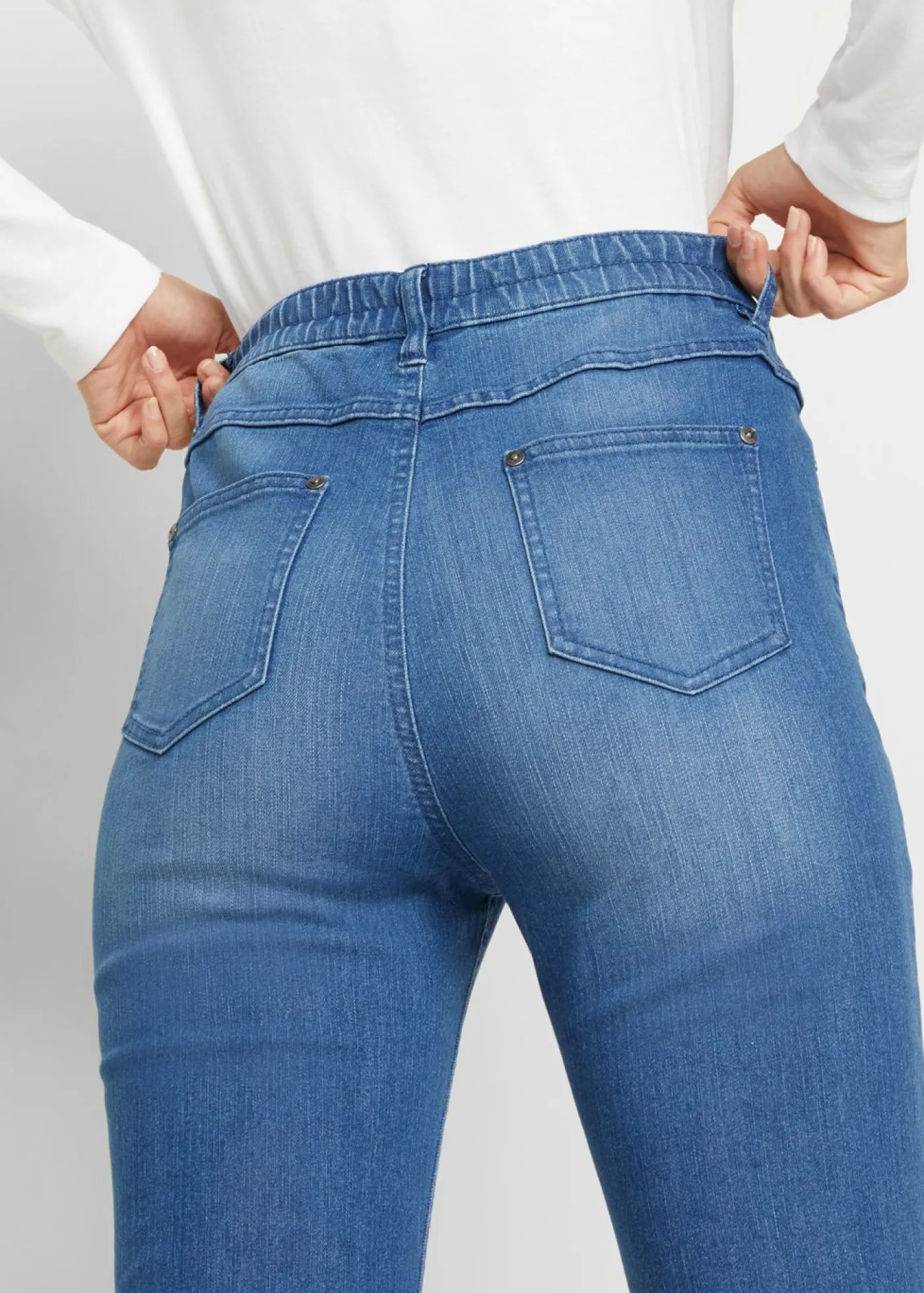 bonprix bonprix Vaqueros>Vaqueros bootcut, high waist, cintura cómoda Denim desgastado