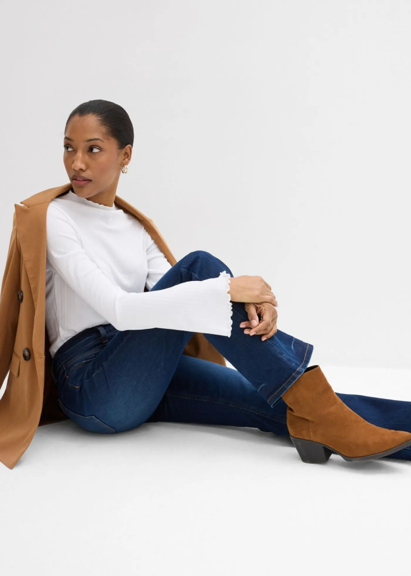 bonprix bonprix Vaqueros>Vaqueros bootcut mid waist, elásticos Azul piedra usado