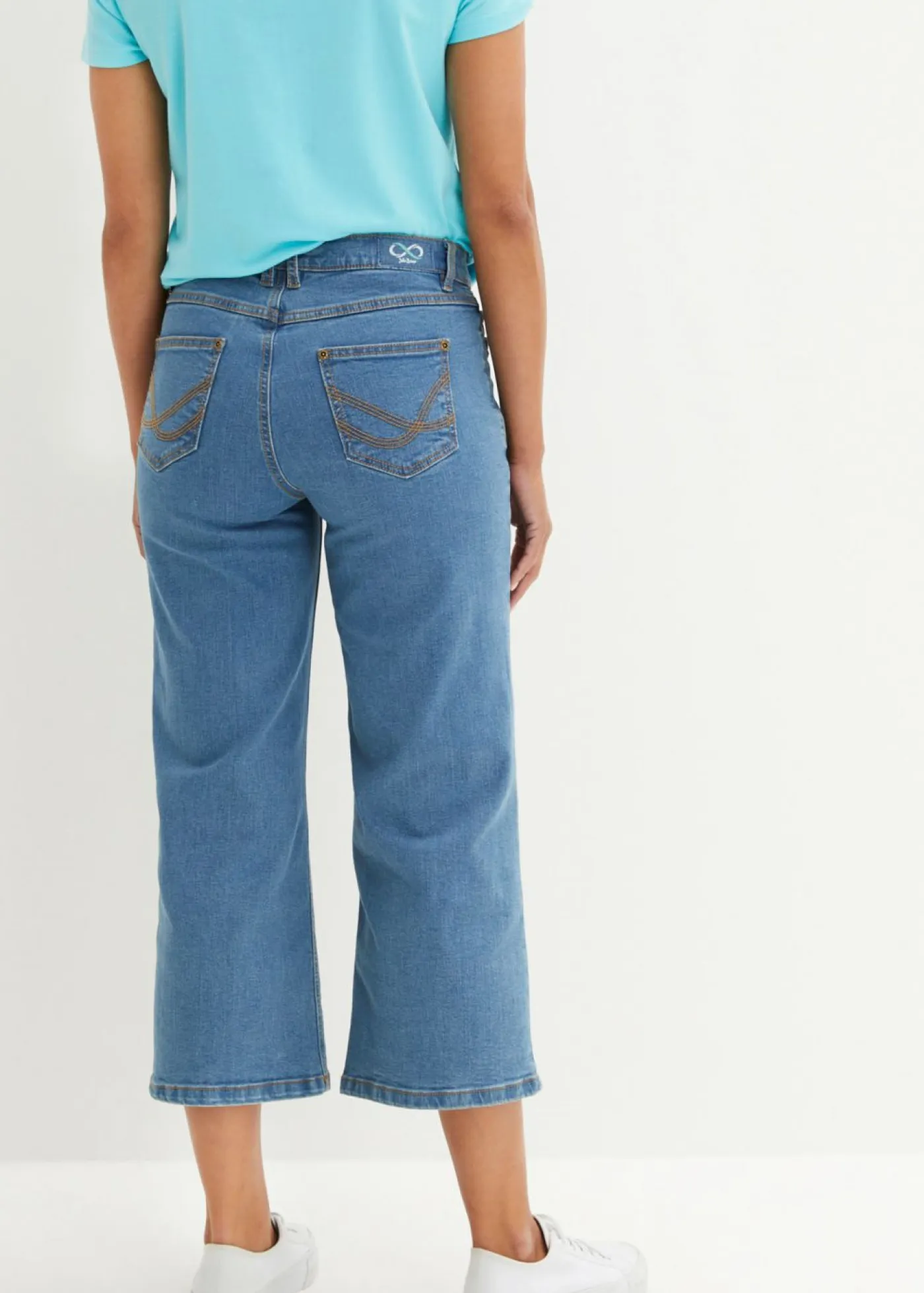 bonprix bonprix Vaqueros>Vaqueros capri anchos Essential Azul piedra