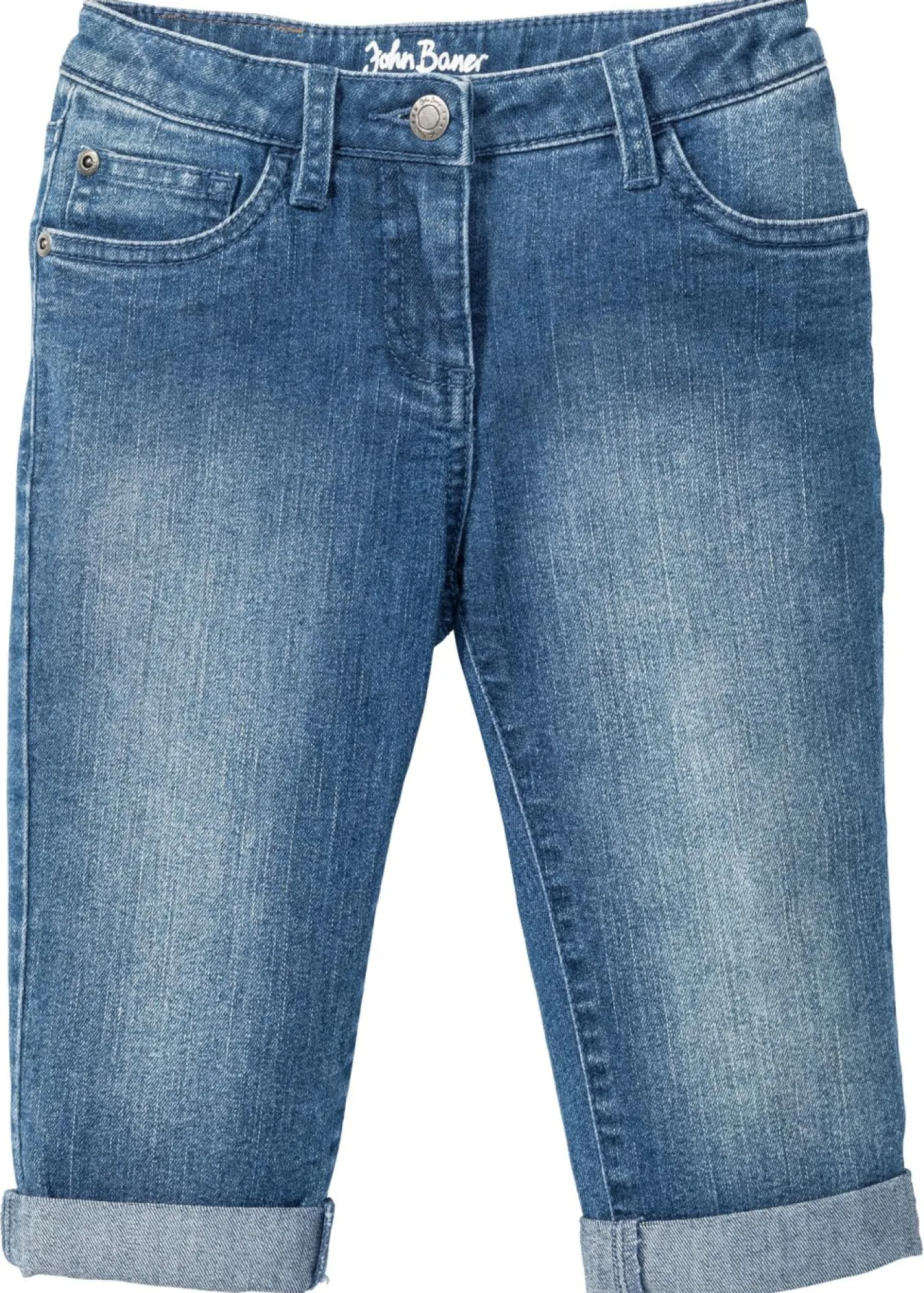 bonprix bonprix Ropa 9 A 16 Años·Jeans>Vaqueros capri, mid waist, con cintura ajustable Denim