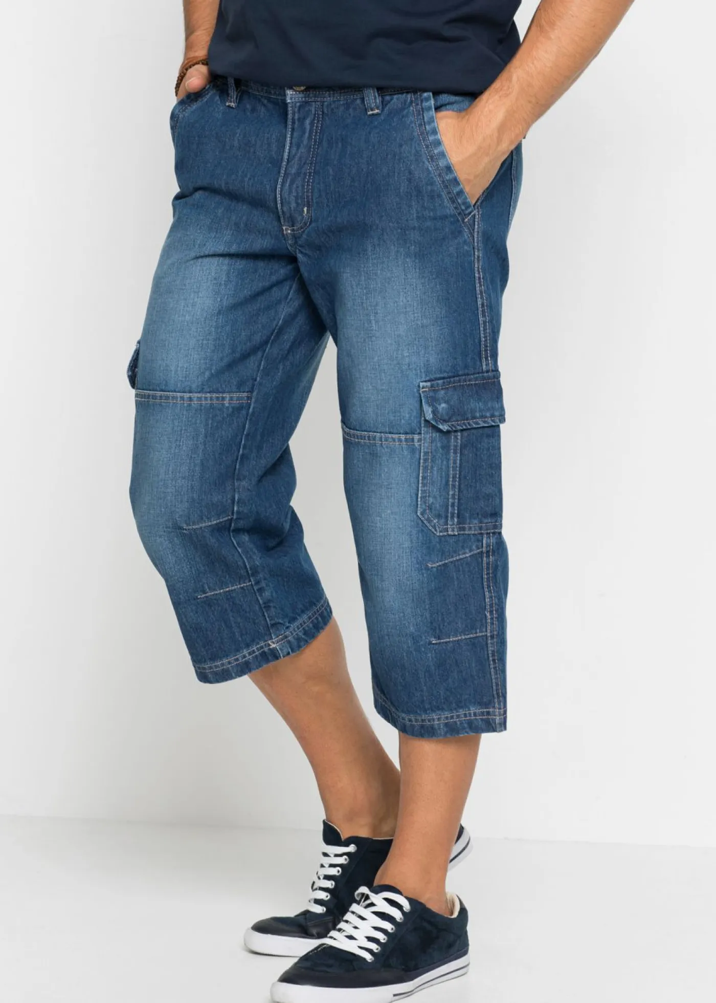 bonprix bonprix Vaqueros>Vaqueros cargo, regular fit, largo 3/4, straight Denim