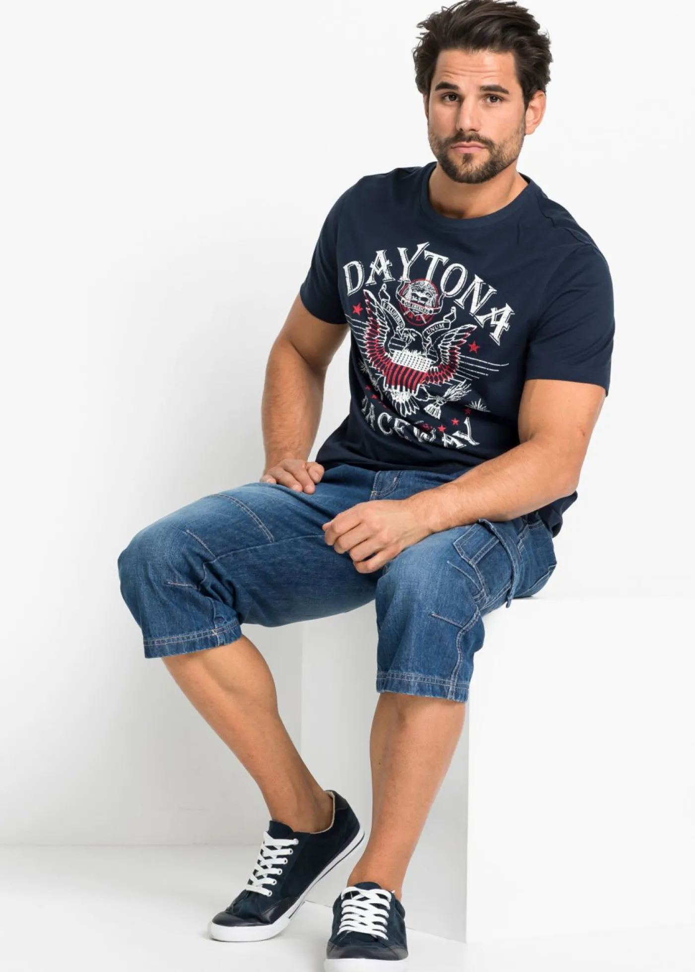 bonprix bonprix Vaqueros>Vaqueros cargo, regular fit, largo 3/4, straight Denim