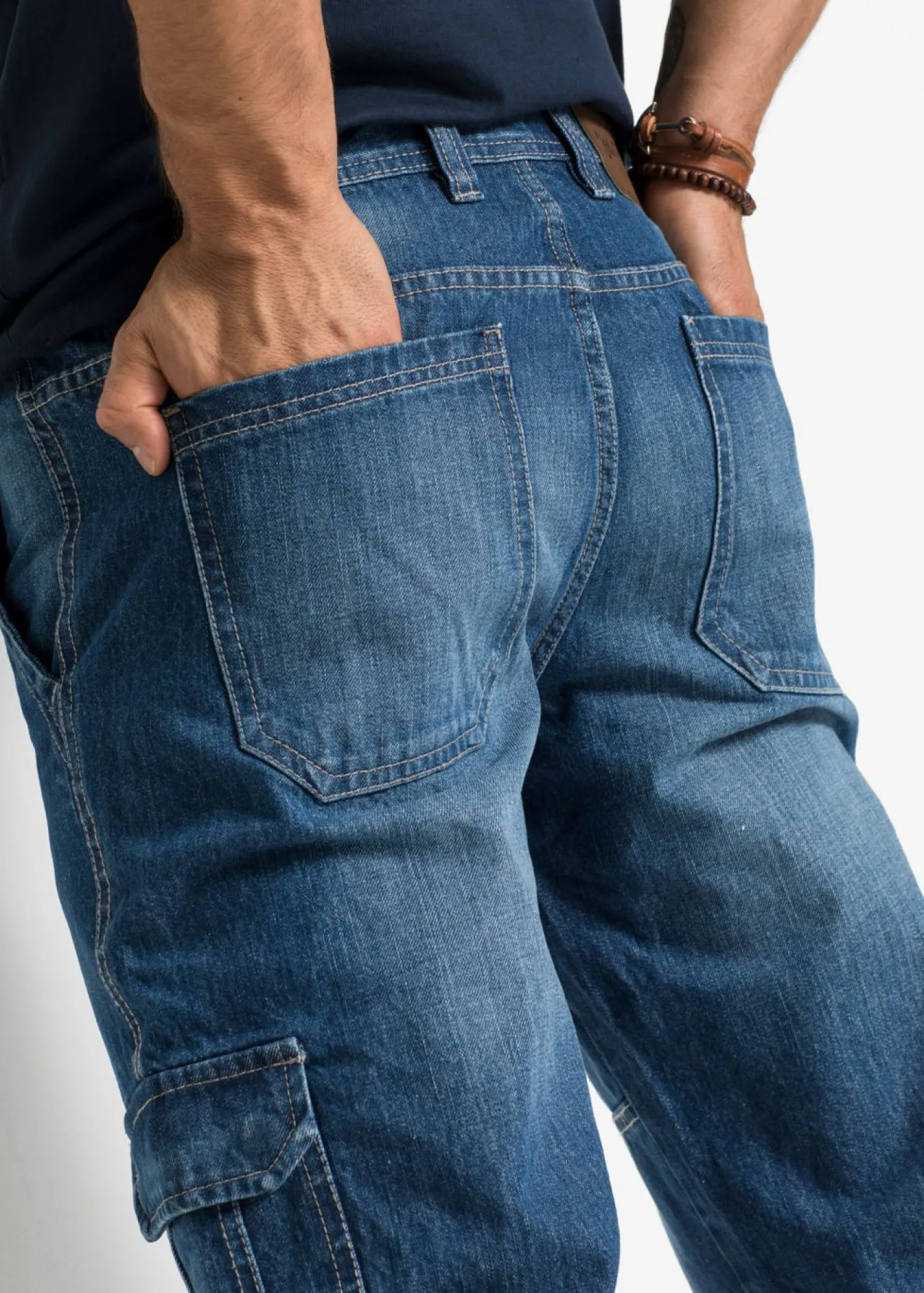 bonprix bonprix Vaqueros>Vaqueros cargo, regular fit, largo 3/4, straight Denim