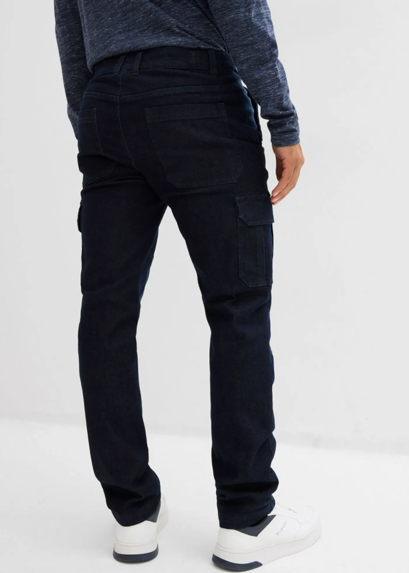 bonprix bonprix Ropa Térmica|Vaqueros>Vaqueros cargo, térmicos, regular fit, con cintura elástica y forro de franela, straight denim oscuro