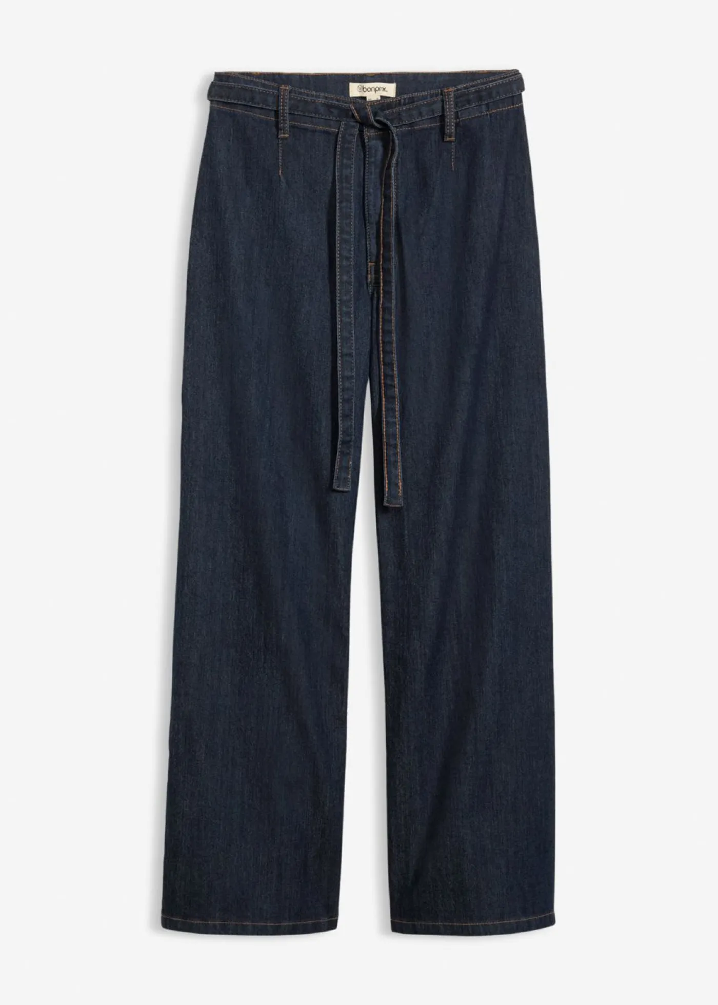 bonprix bonprix Tallas Pequeñas|Vaqueros>Vaqueros con perneras anchas, talle alto y largo cropped Azul oscuro denim