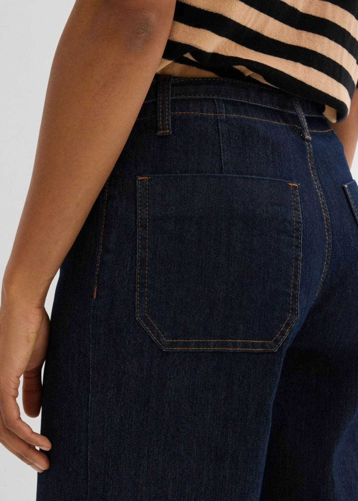 bonprix bonprix Tallas Pequeñas|Vaqueros>Vaqueros con perneras anchas, talle alto y largo cropped Azul oscuro denim