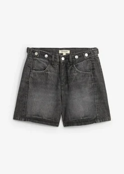 bonprix bonprix Shorts|Vaqueros>Vaqueros cortos poco elásticos con talle medio negro denim usado