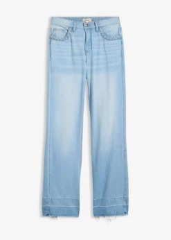 Mujer bonprix bonprix Vaqueros de algodón con talle media y perneras anchas