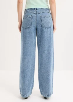 Mujer bonprix bonprix Vaqueros de algodón con talle medio y perneras anchas