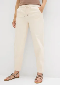 bonprix bonprix Vaqueros>Vaqueros de corte barrel, mid waist, cintura cómoda Beige natural