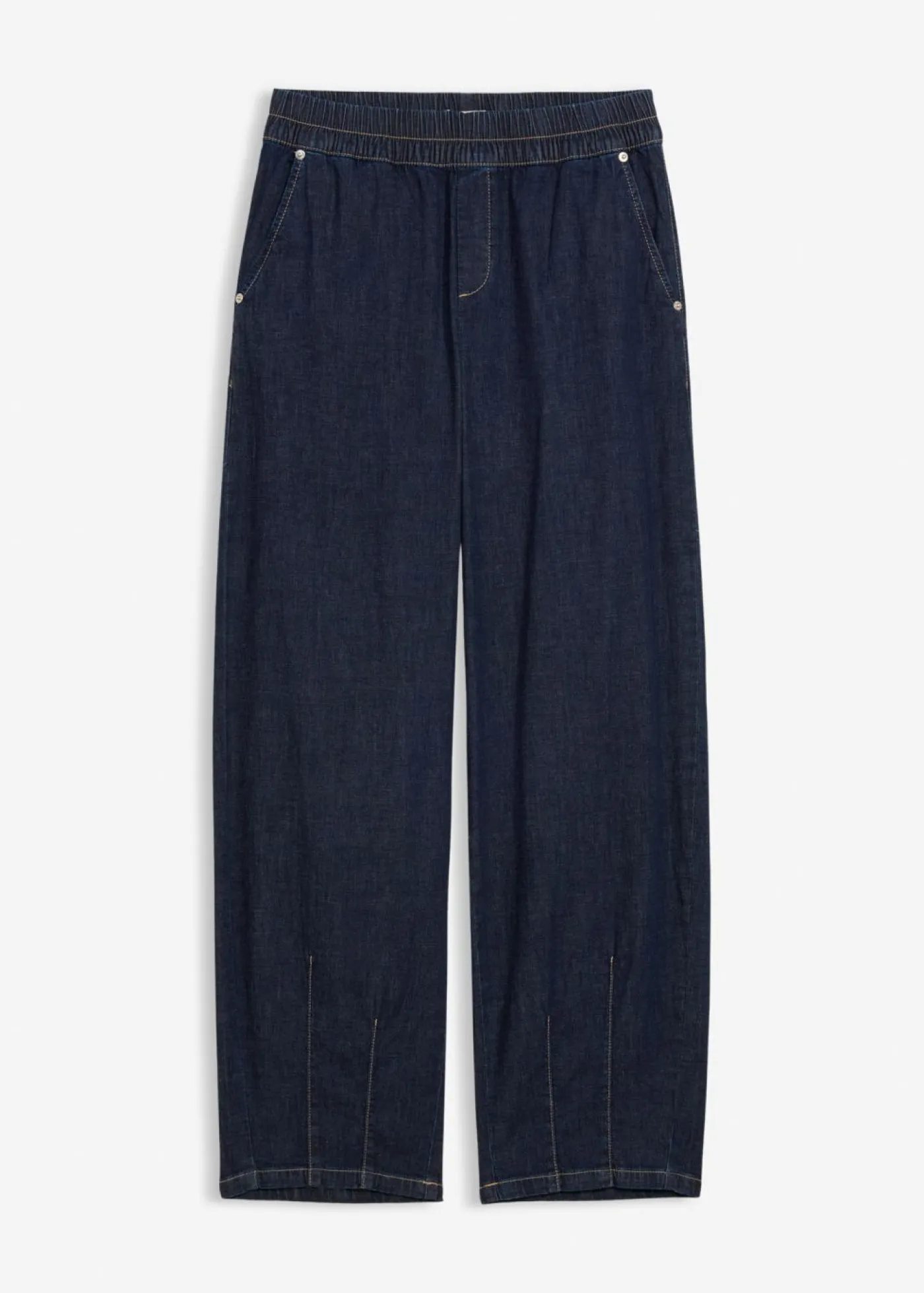 bonprix bonprix Vaqueros>Vaqueros de corte barrel con talle medio y cintura cómoda Azul oscuro denim