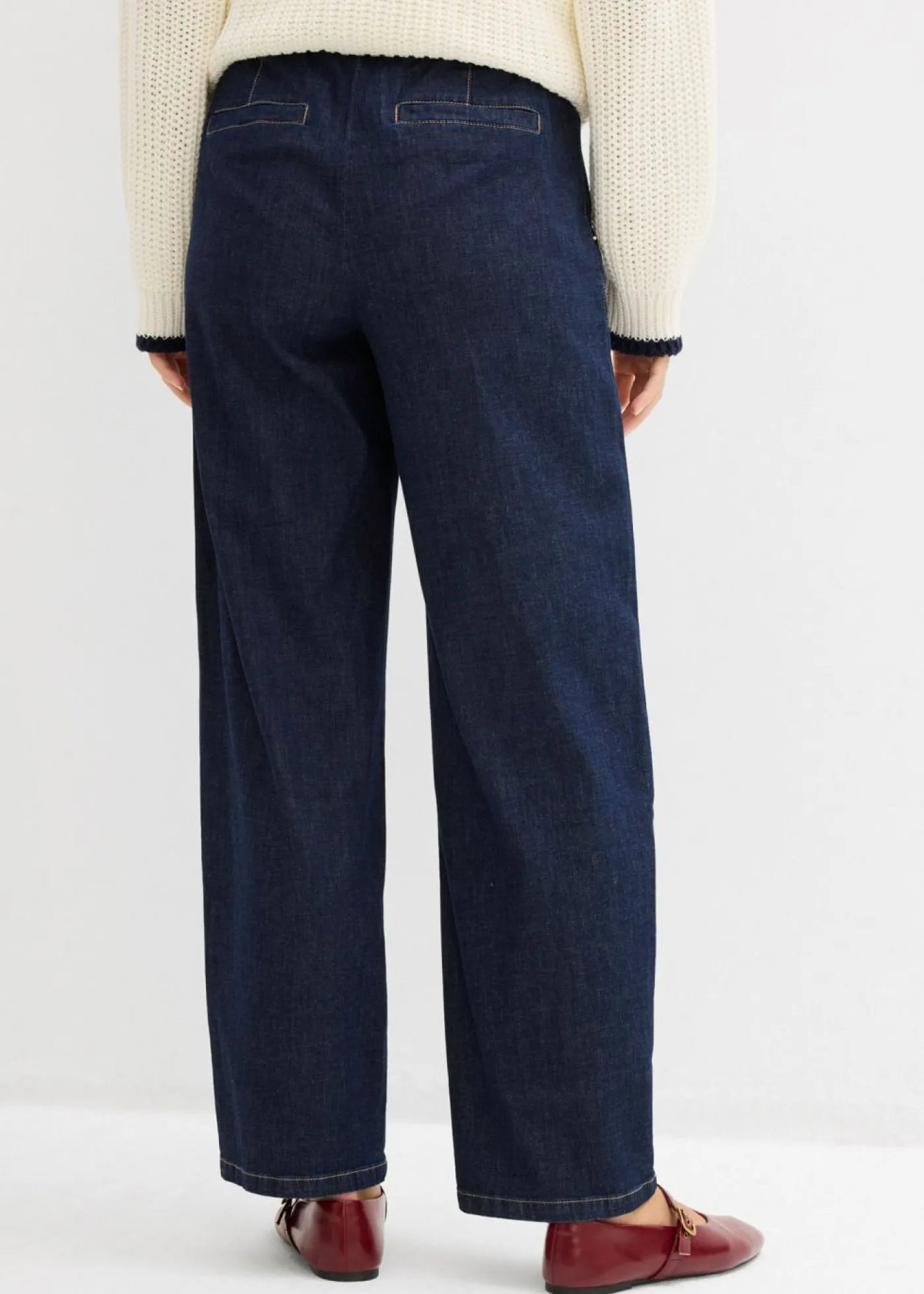 bonprix bonprix Vaqueros>Vaqueros de corte barrel con talle medio y cintura cómoda Azul oscuro denim