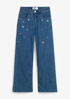 bonprix bonprix Ropa 9 A 16 Años·Jeans>Vaqueros de niña con bordado, wide leg Denim