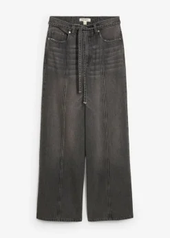 bonprix bonprix Vaqueros>Vaqueros de pernera ancha, high waist Denim gris usado