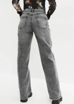Mujer bonprix bonprix Vaqueros de pernera ancha, high waist, con tachuelas