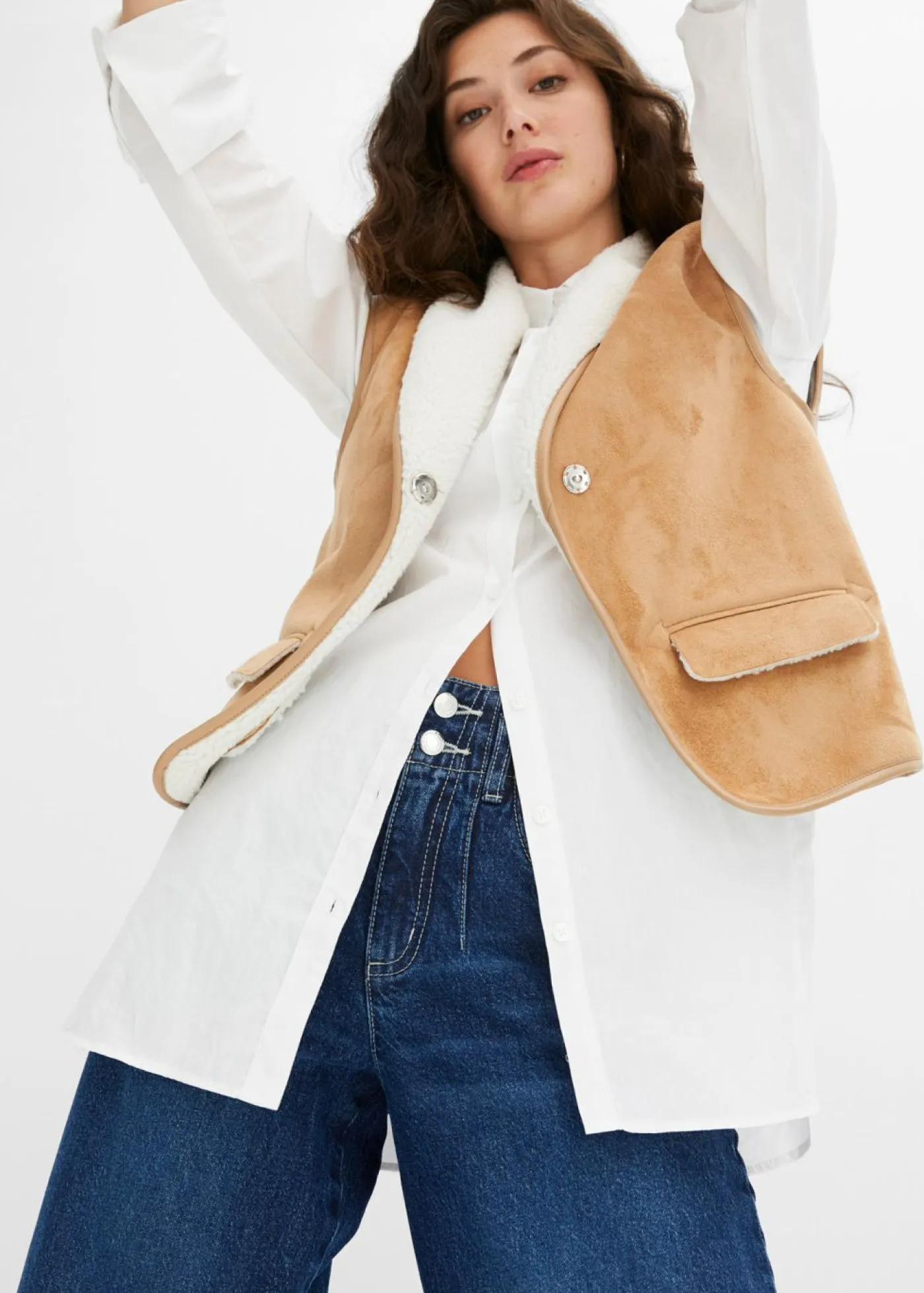 Mujer bonprix bonprix Vaqueros de pernera ancha con talle alto