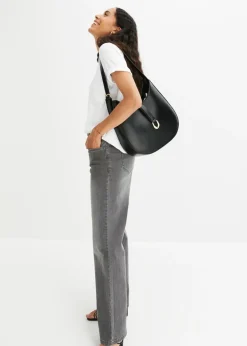 Mujer bonprix bonprix Vaqueros de pernera ancha, mid waist, elástico