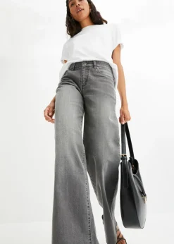 Mujer bonprix bonprix Vaqueros de pernera ancha, mid waist, elástico