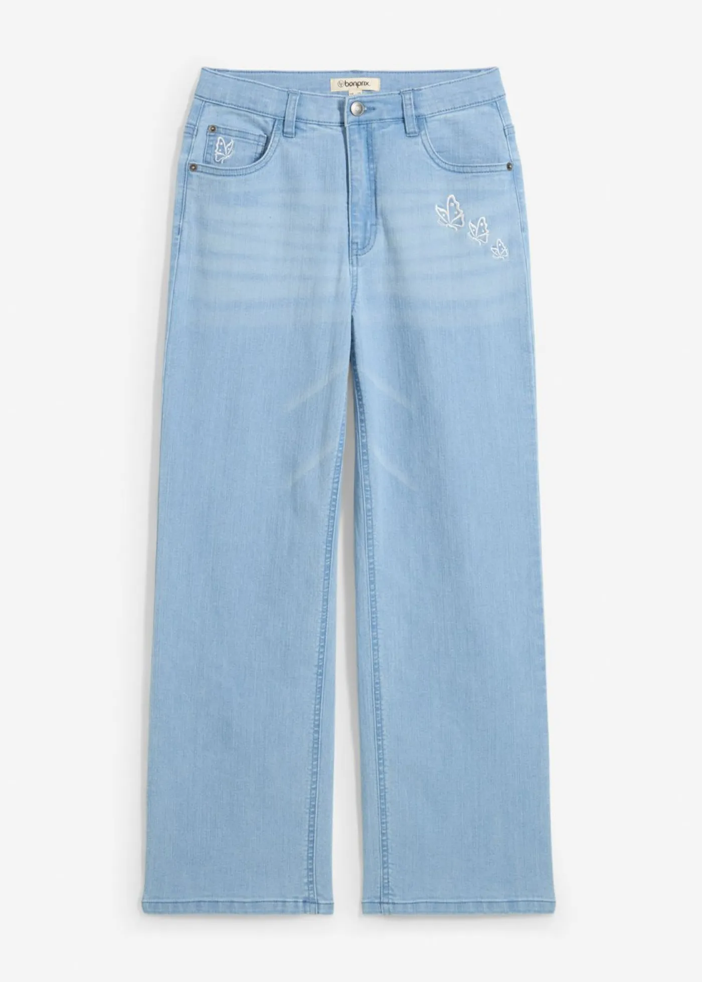 bonprix bonprix Ropa 9 A 16 Años·Jeans>Vaqueros de pernera ancha, mid waist Denim claro