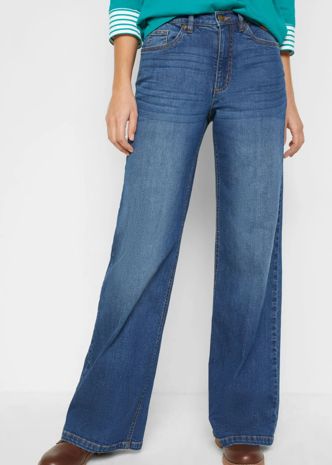 Mujer bonprix bonprix Vaqueros de pernera ancha, high waist, de algodón orgánico