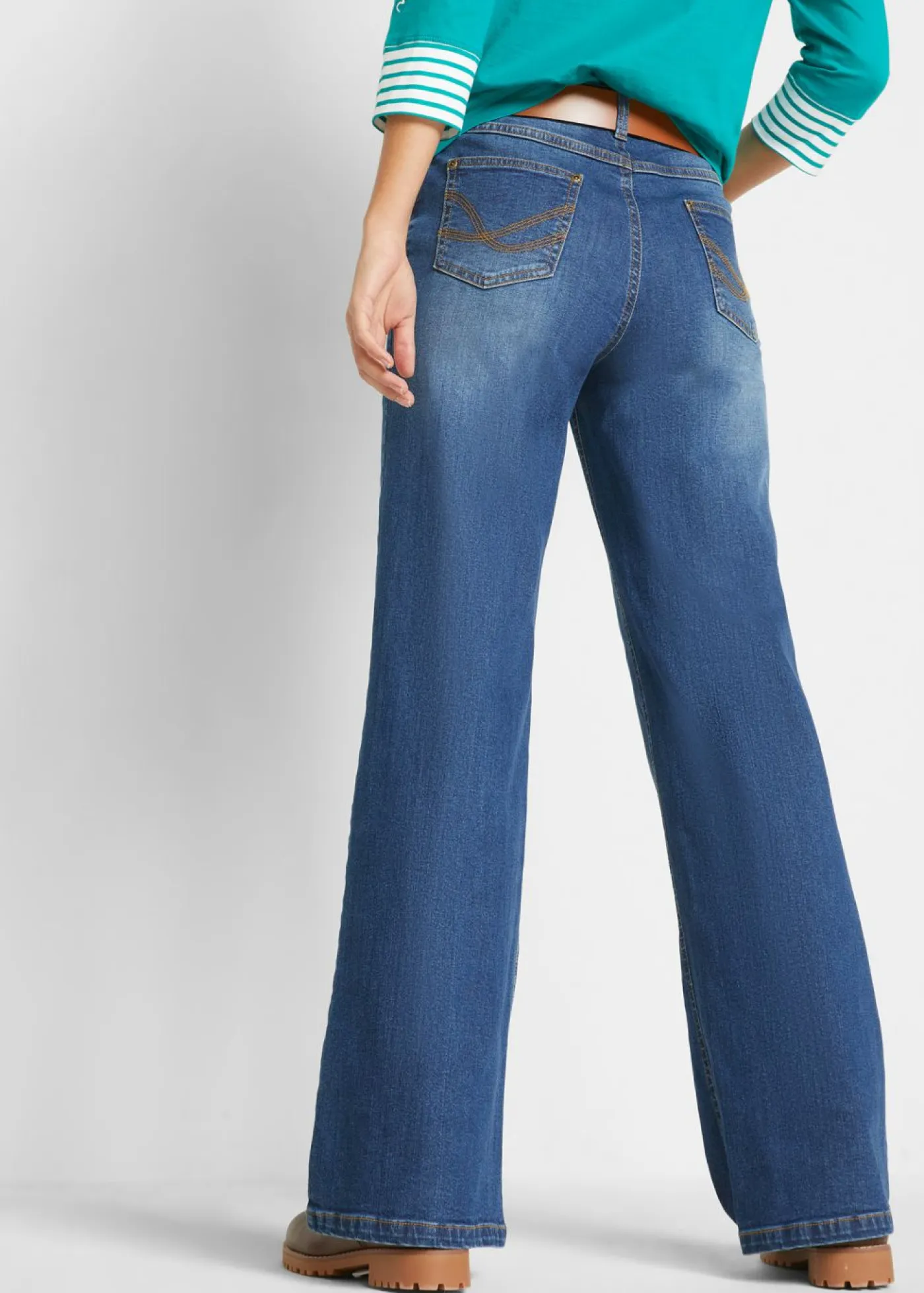 Mujer bonprix bonprix Vaqueros de pernera ancha, high waist, de algodón orgánico