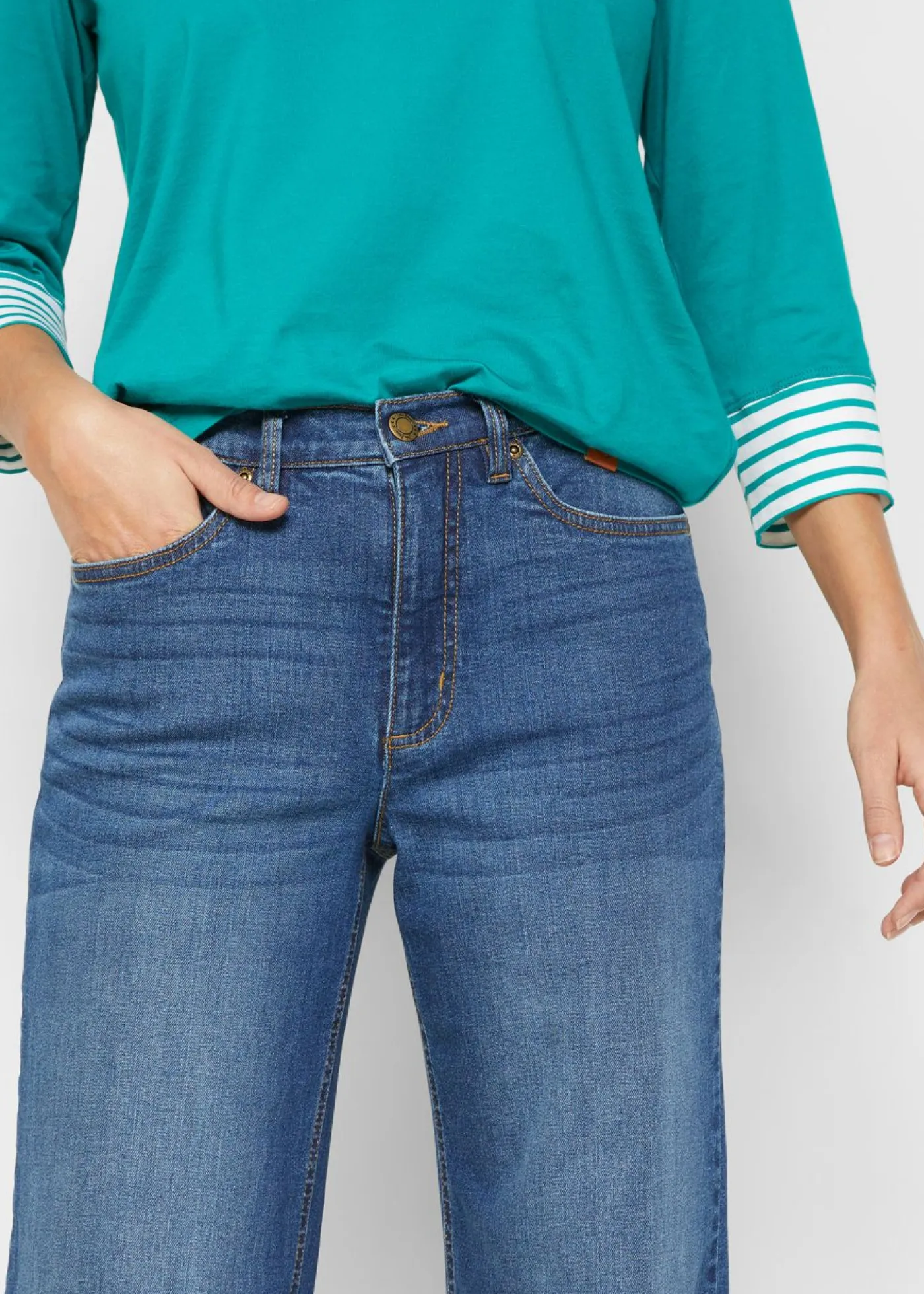 Mujer bonprix bonprix Vaqueros de pernera ancha, high waist, de algodón orgánico