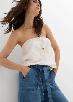 Mujer bonprix bonprix Vaqueros de pernera ancha, high waist, cintura cómoda y cropped