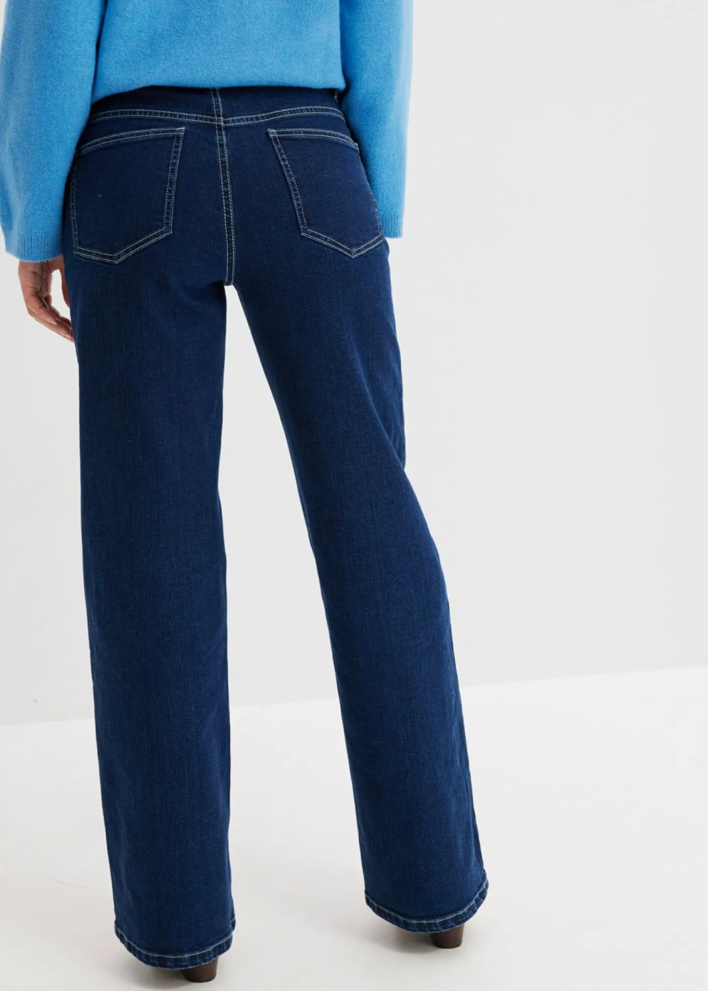 bonprix bonprix Vaqueros|Tallas Pequeñas>Vaqueros de pernera ancha, high waist, de algodón orgánico denim intenso