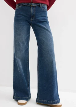 Mujer bonprix bonprix Vaqueros de pernera ancha, mid waist, largo completo