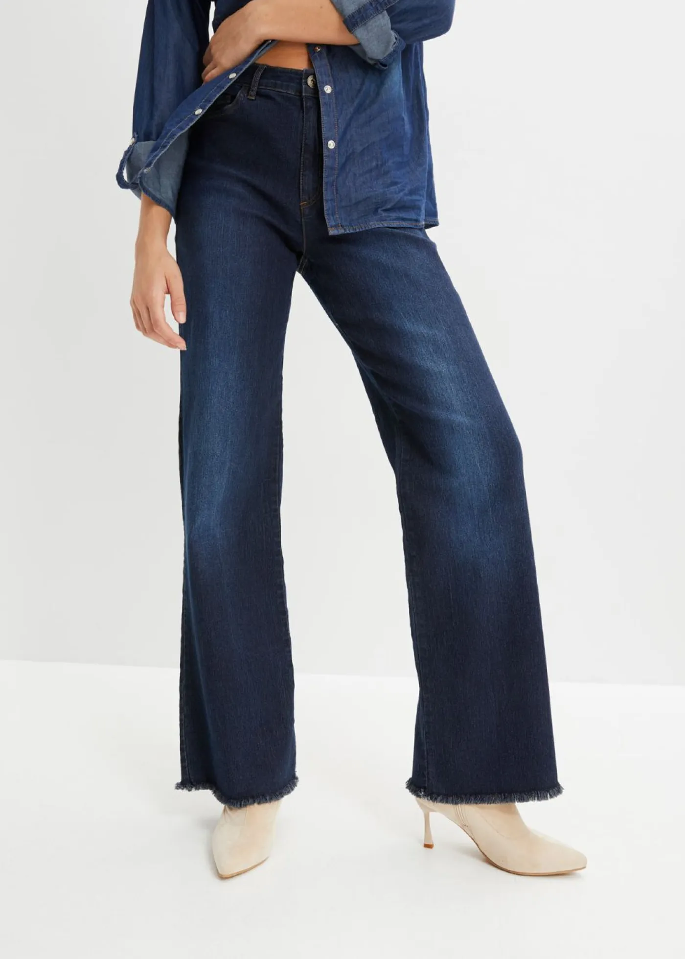 bonprix bonprix Vaqueros>Vaqueros de pernera ancha, high waist denim intenso
