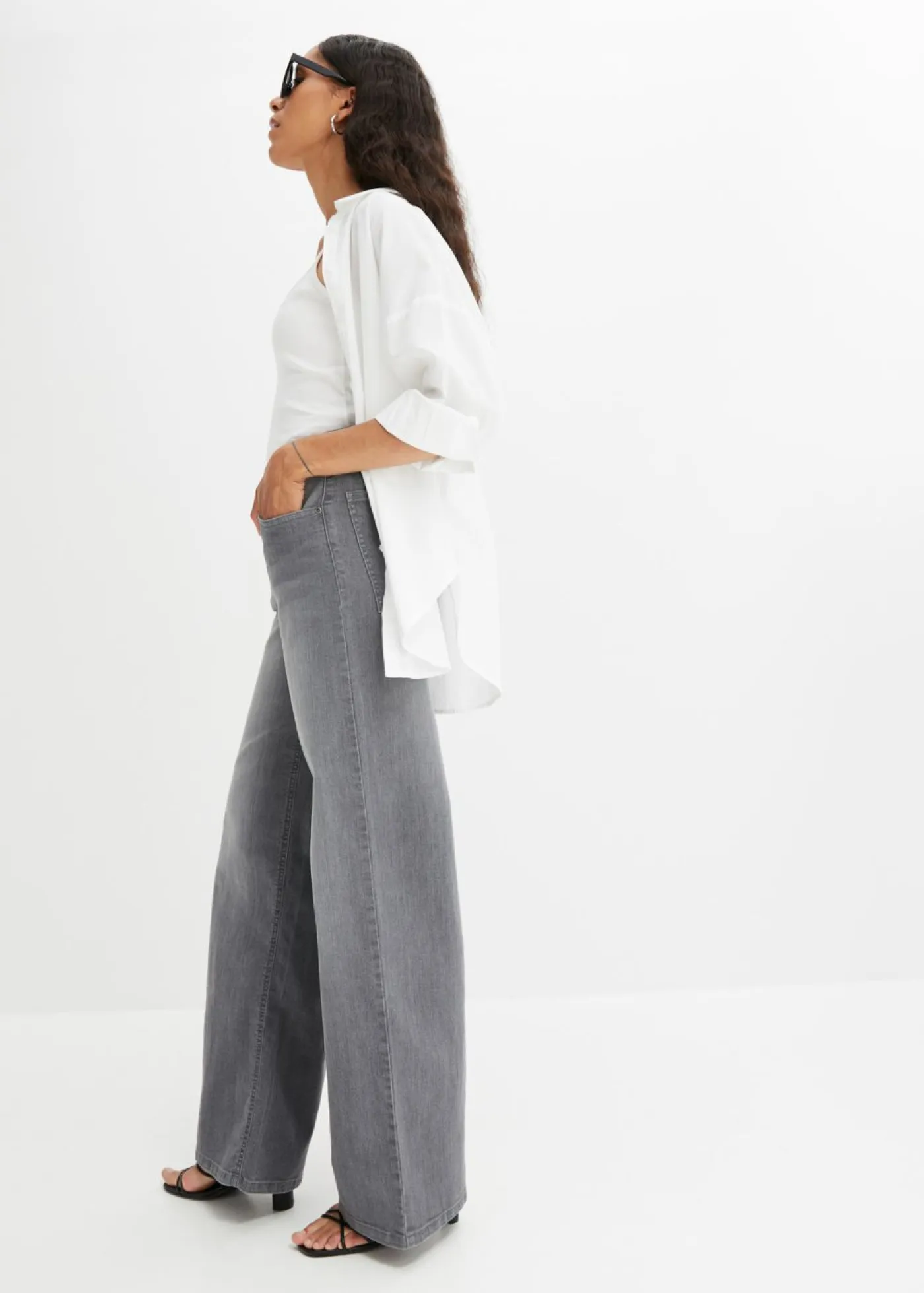 Mujer bonprix bonprix Vaqueros de pernera ancha, high waist