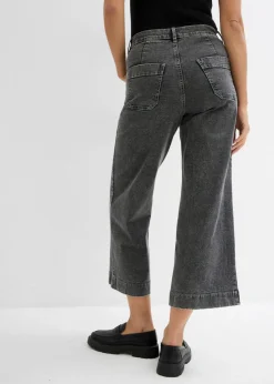 Mujer bonprix bonprix Vaqueros de pernera ancha, high waist, cropped
