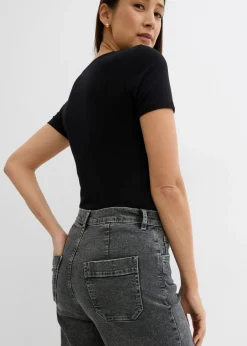 Mujer bonprix bonprix Vaqueros de pernera ancha, high waist, cropped