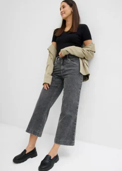 Mujer bonprix bonprix Vaqueros de pernera ancha, high waist, cropped