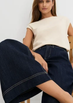 Mujer bonprix bonprix Vaqueros de pernera ancha, high waist, cintura cómoda