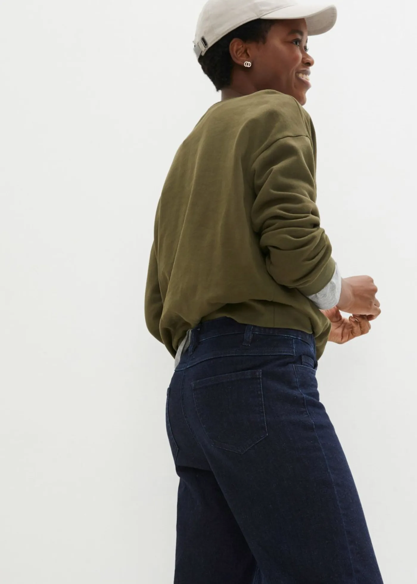 bonprix bonprix Tallas Pequeñas|Vaqueros>Vaqueros de pernera ancha, high waist, cintura cómoda denim intenso