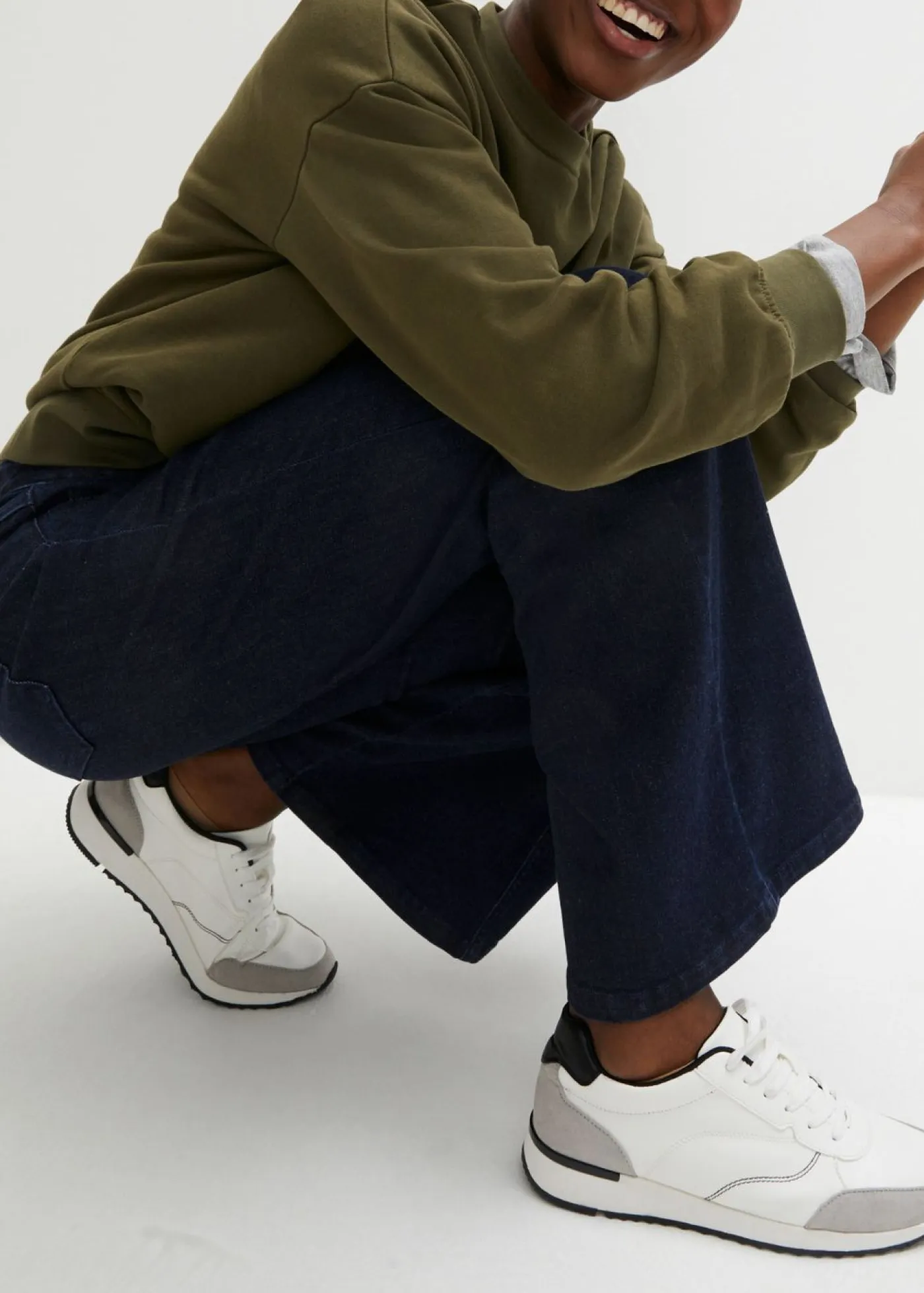 bonprix bonprix Tallas Pequeñas|Vaqueros>Vaqueros de pernera ancha, high waist, cintura cómoda denim intenso