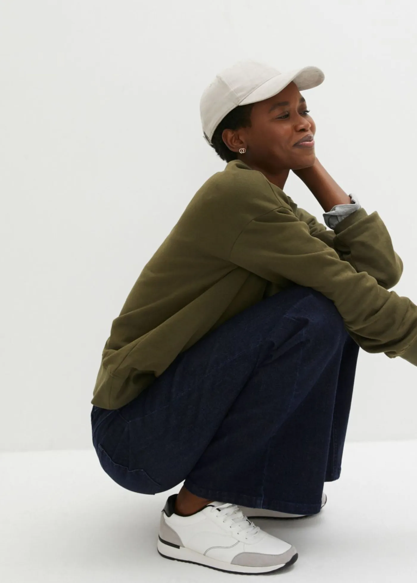 bonprix bonprix Tallas Pequeñas|Vaqueros>Vaqueros de pernera ancha, high waist, cintura cómoda denim intenso