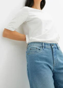 Mujer bonprix bonprix Vaqueros de pernera ancha, mid waist, elástico