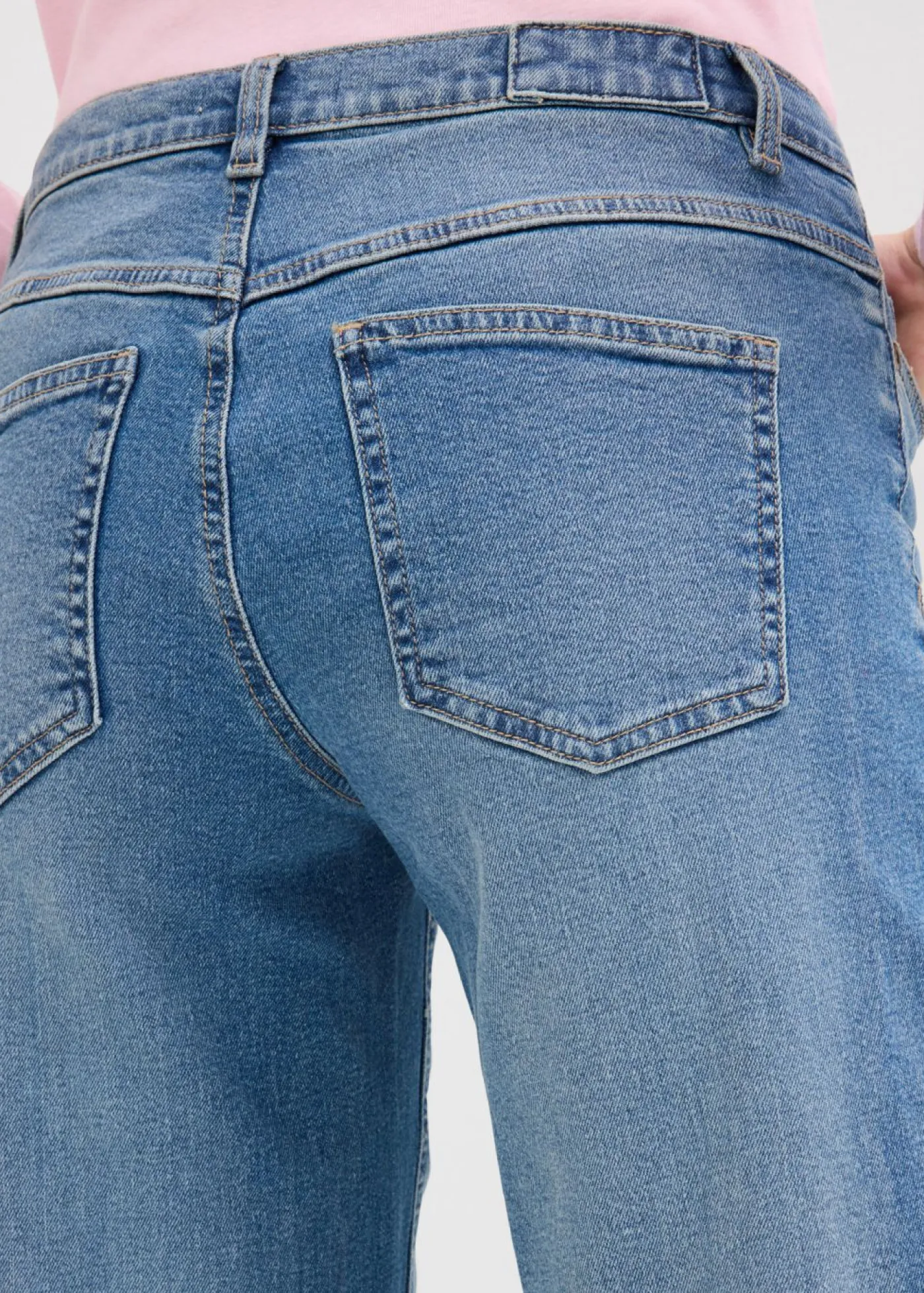 bonprix bonprix Tallas Pequeñas|Vaqueros>Vaqueros de pernera ancha, mid waist, largo completo azul medio denim