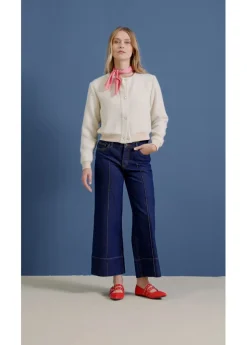 Mujer bonprix bonprix Vaqueros de pierna ancha, tiro medio y largo acortado