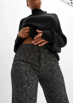 Mujer bonprix bonprix Vaqueros de pierna ancha y cintura media con estampado brillante