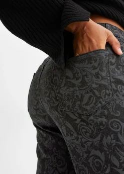 Mujer bonprix bonprix Vaqueros de pierna ancha y cintura media con estampado brillante