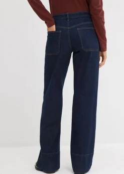 Mujer bonprix bonprix Vaqueros de talle medio de algodón orgánico con perneras anchas